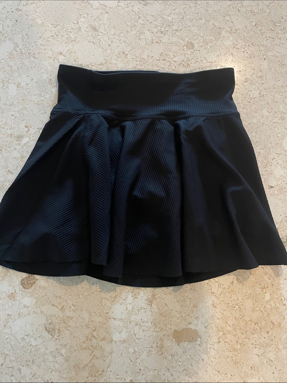 Girls' Black Flared Ribbed Skirt with Elastic Waistband